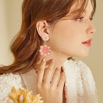 3D Printed Sunflower Charm Dangle Earring Making Kit for Girl Women DIY-OC0007-69-1