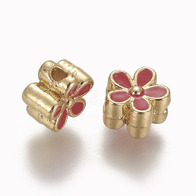 Brass Enamel Beads KK-L179-05F-1