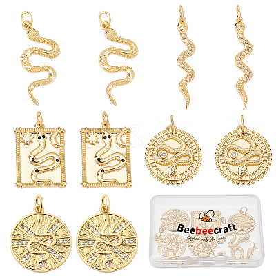 Brass Micro Pave Clear Cubic Zirconia Charms ZIRC-BBC0001-02-1