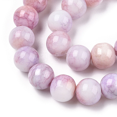 Ombre Effect Dyed Crackle Glass Round Beads Strands GLAA-T031-10mm-01N-1
