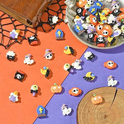 60Pcs 10 Styles Halloween Theme Opaque Resin Decoden Cabochons CRES-CJ0001-69-1