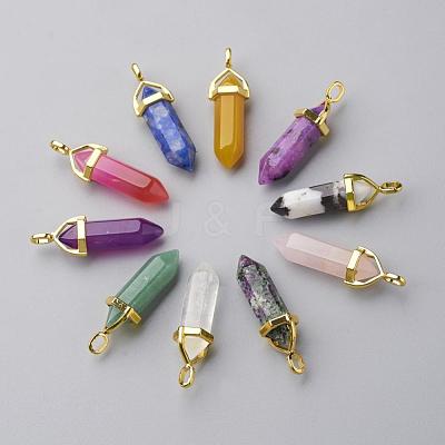 Natural Mixed Stone Double Terminated Pointed Pendants G-G902-B-1