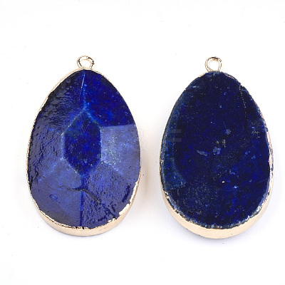 Electroplate Natural Lapis Lazuli Pendants G-S344-17A-1