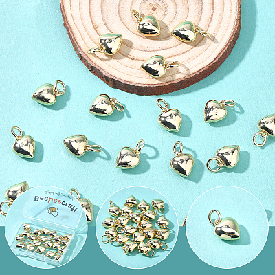 20Pcs Rack Plating Brass Heart Charms KK-BBC0024-87B-1
