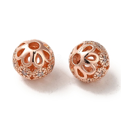 Rack Plating Brass Pave Cubic Zirconia Beads KK-M285-32C-RG-1