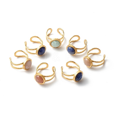 Natural Mixed Gemstone Cuff Ring RJEW-JR00365-1