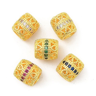 Brass Micro Pave Cubic Zirconia European Beads KK-P297-05G-1