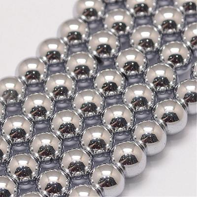 Grade AA Magnetic Synthetic Hematite Bead Strands G-P258-05-8mm-1