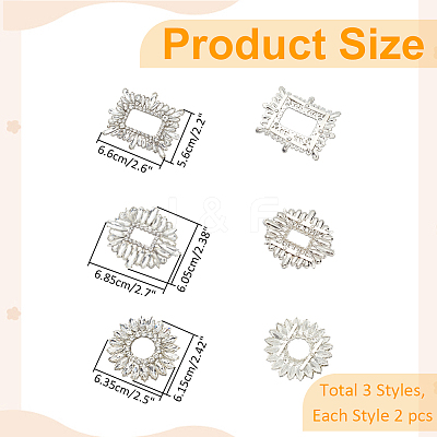 6Pcs 3 Style Alloy Crystal Rhinestone Shoe Decorations FIND-WR0011-30-1