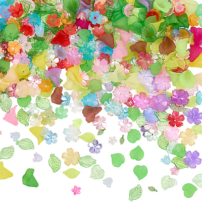 300Pcs 6 Styles Spray Paint ABS Plastic Imitation Pearl Bead Caps MACR-SC0002-75-1