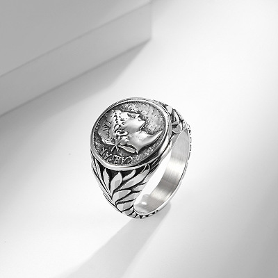 Caesar Pattern 304 Stainless Steel Finger Rings FS-WG94254-01-1