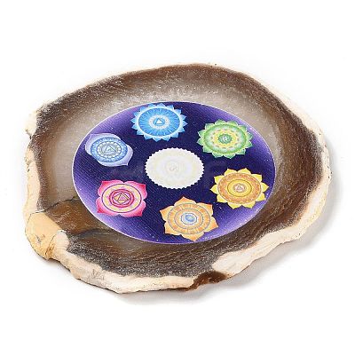 Printed Natural Agate Slice Stone Ornament DJEW-M011-02L-1