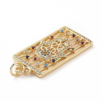 Brass Micro Pave Colorful Cubic Zirconia Pendants KK-E068-VF024-1