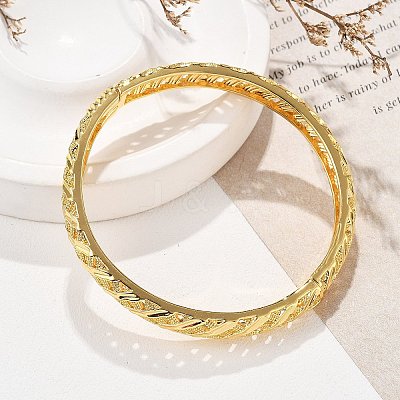 Brass Hinged Bangles for Women BJEW-D313-01G-1