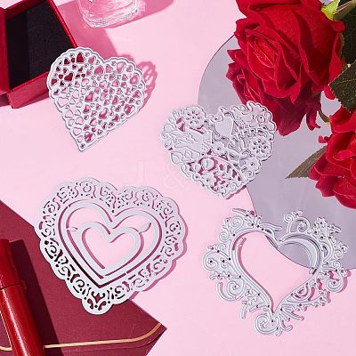 4Pcs 4 Styles Heart Carbon Steel Cutting Dies Stencils DIY-GF0007-80-1