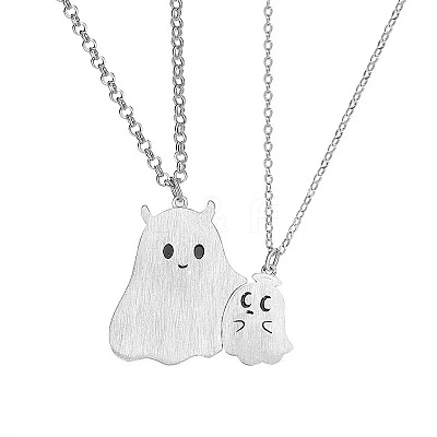 Halloween Alloy Ghost Pendant Couple Necklace Sets for Unisex WGE9DE0-01-1