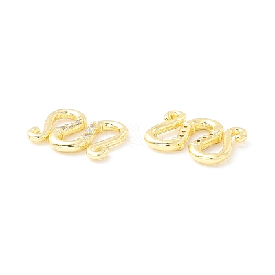 Brass Clear Cubic Zirconia S-Hook Clasps KK-E280-28G-1