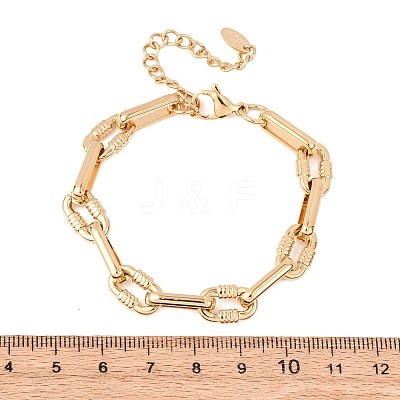 304 Stainless Steel Rectangle Ring Link Chain Bracelets BJEW-C128-02G-1