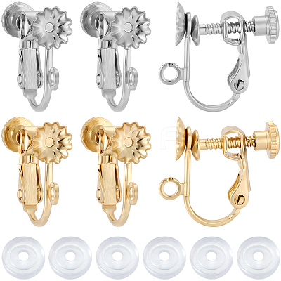20Pcs 2 Colors 316 Surgical Stainless Steel Clip-on Earring Findings STAS-BBC0008-58A-1