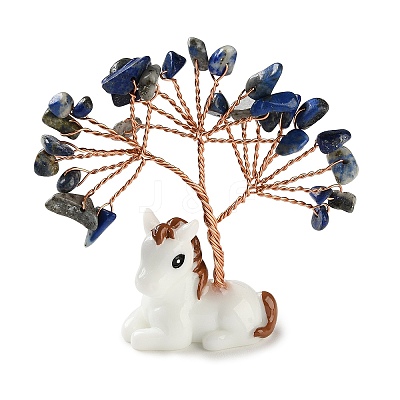 Natural Lapis Lazuli Chips Tree of Life Decorations DJEW-A017-01K-1