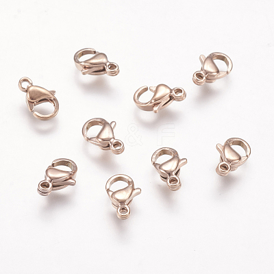 Ion Plating(IP) 304 Stainless Steel Lobster Claw Clasps STAS-P185-9-RG-1