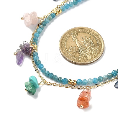 2Pcs 2 Style Natural & Synthetic Mixed Gemstone Chip Beaded Bib Necklaces Set NJEW-TA00106-1