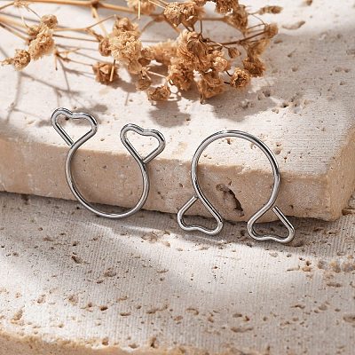 304 Stainless Steel Heart Clip on Nose Rings AJEW-A062-01A-P-1