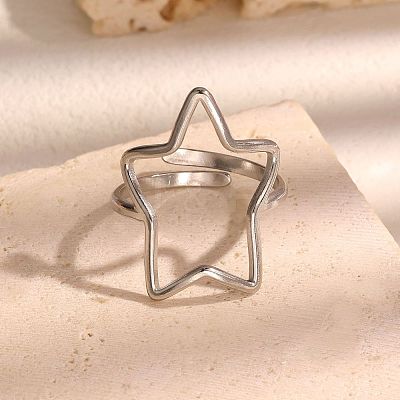 304 Stainless Steel Open Cuff Rings for Women WGE4013-02-1