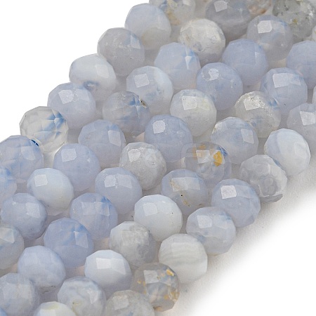 Faceted Rondelle Natural Blue Lace Agate Beads Strands G-F289-04A-1