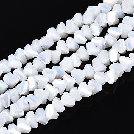 Electroplate Opaque Glass Beads Strands GLAA-N022-4mm-03-1