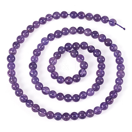 1 Strand Natural Amethyst Round Bead Strands G-TA0002-47-1
