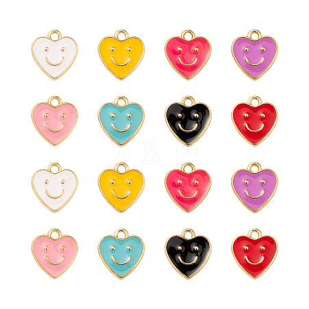 64Pcs 8 Colors Alloy Enamel Pendants ENAM-CJ0002-10-1