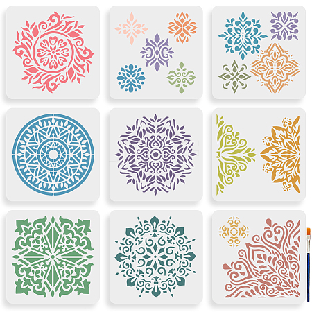 MAYJOYDIY US 1 Set Mandala PET Hollow Out Drawing Painting Stencils DIY-MA0002-96-1