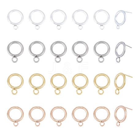 24Pcs 4 Colors 304 Stainless Steel Stud Earring Findings STAS-FH0001-64-1