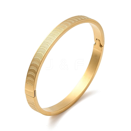 304 Stainless Steel Stripe Textured Hinged Bangles for Women LS-BJEW-E099-04G-02-1
