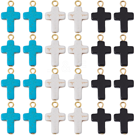 60Pcs 3 Colors Dyed Synthetic Turquoise Pendants FIND-BM0001-60B-1
