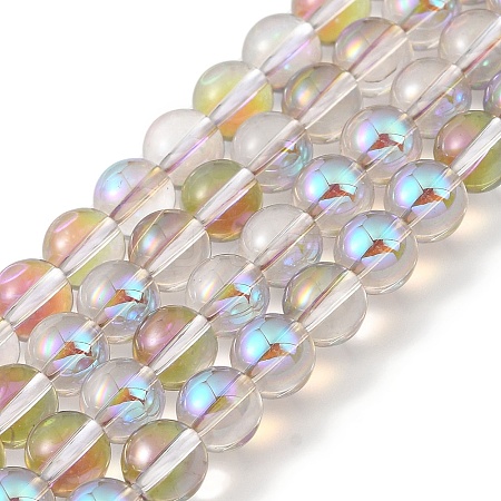 Transparent Electroplate Glass Beads Strands GLAA-T032-T6mm-C09-1