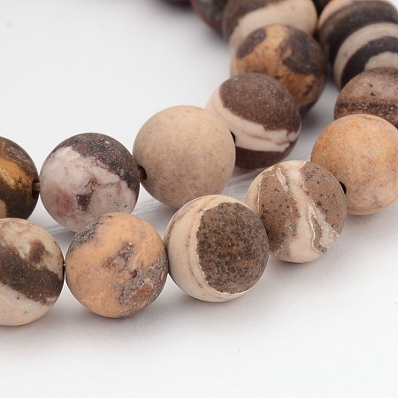 Frosted Round Natural Zebra Jasper Beads X-G-J338-01-8mm-1