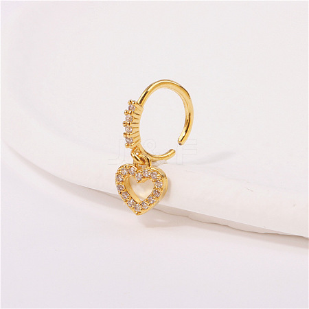 Brass Micro Pave Clear Cubic Zirconia Dangle Hoop Nose Rings FS-WG904D6-09-1