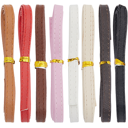 8Pcs 8 Colors Flat PU Leather Cord DIY-GF0009-58-1