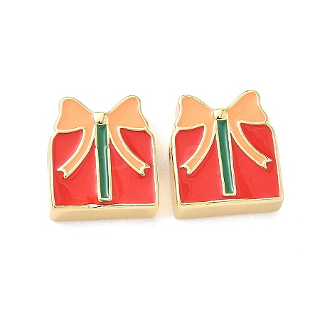 Christmas Brass Enamel Beads KK-I474-G07-1