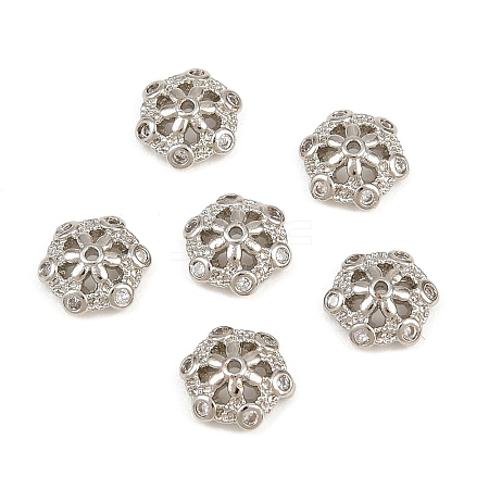 Brass Micro Pave Clear Cubic Zirconia Bead Caps CU-CBA6A75-32P-1