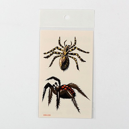 Halloween Ornaments Spider Shape Cool Body Art Removable Fake Temporary Tattoos Paper Stickers X-AJEW-O010-12-1