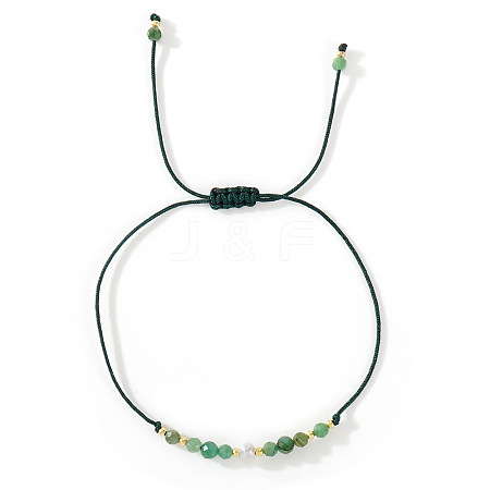 Natural Fuchsite & Brass Beads Braided Bead Bracelets for Women HH4245-12-1