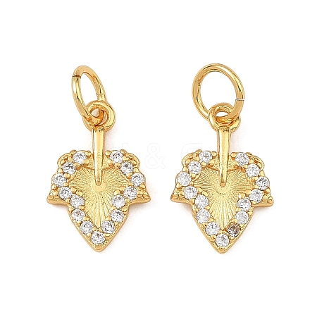 Brass Micro Pave Clear Cubic Zirconia Charms KK-F941-37B-G-1