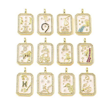 Brass Micro Pave Cubic Zirconia Pendants with Enamel KK-Z114-01G-1