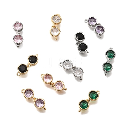 Brass Pave Cubic Zirconia Connector Charms KK-N289-26-1