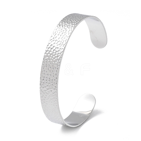 304 Stainless Steel Hammered Cuff Bangles for Women BJEW-Z078-11P-1