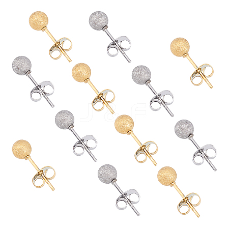 2 Colors PVD Vacuum Plating 304 Stainless Steel Stud Earrings EJEW-UN0001-44-1