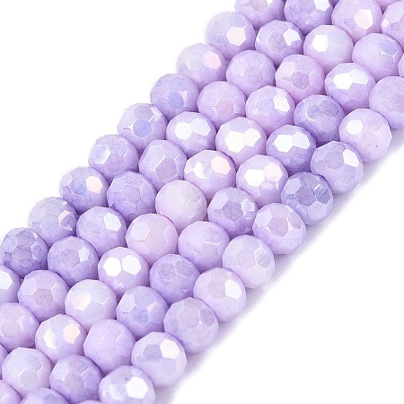 Anti-Tarnish Electroplate Glass Beads Strands EGLA-ZX010-4mm-08-1